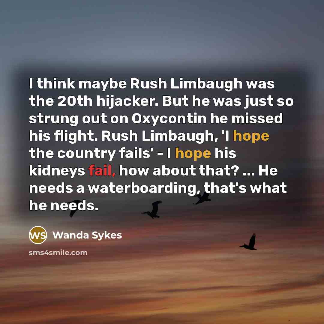 “I think maybe Rush Limbaugh was the 20th hijacker. But…” quote by Wanda Sykes
