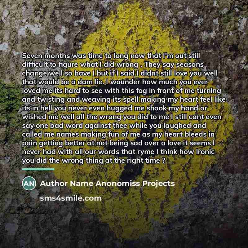 “Seven months was time to long now that I'm out…” quote by Name Anonomiss Projects