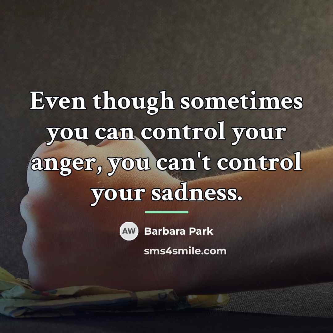“Even though sometimes you can control your anger, you can't…” quote by Barbara Park