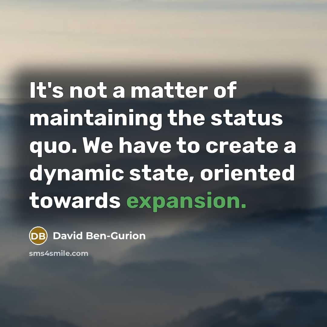 “It's not a matter of maintaining the status quo. We…” quote by David Ben-Gurion