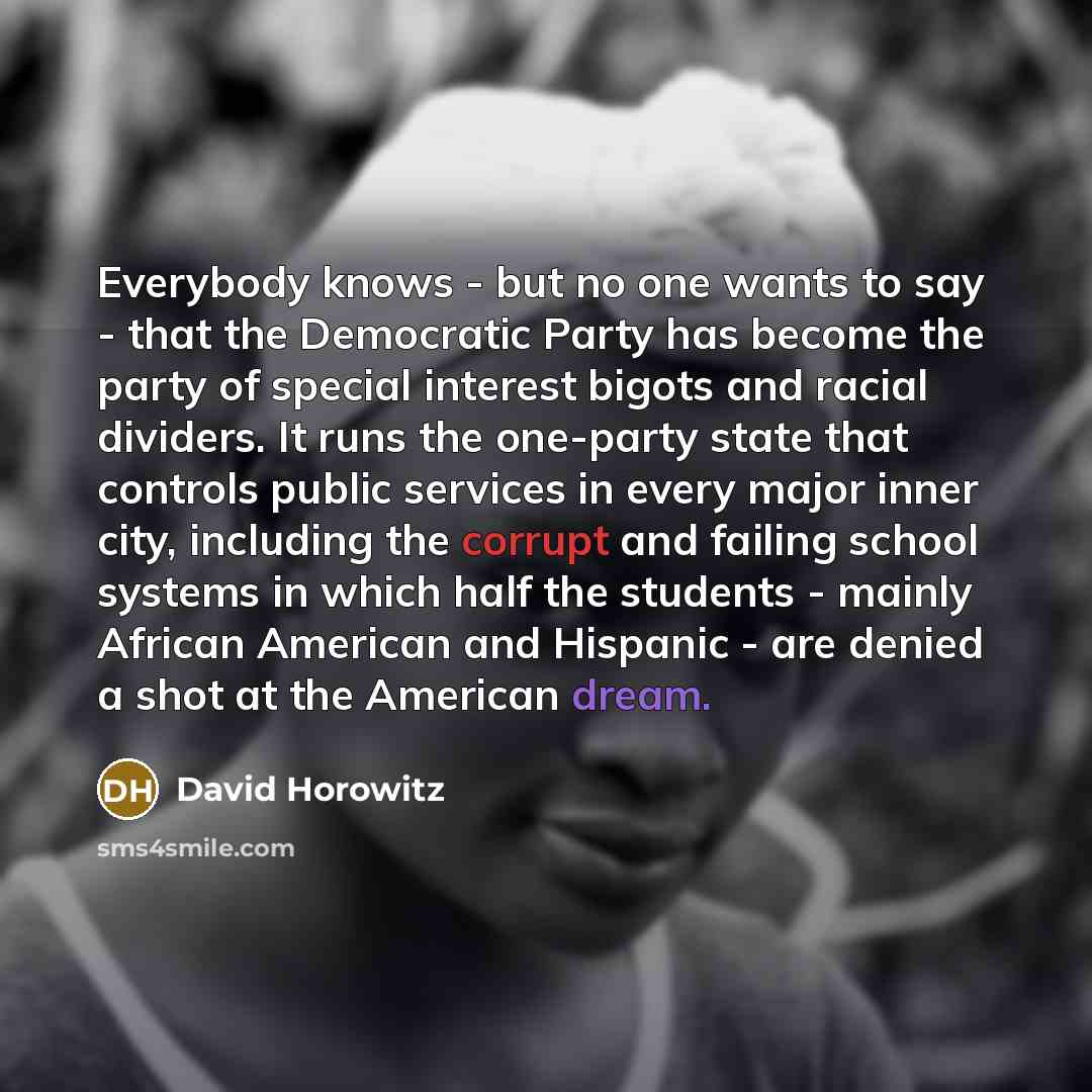 “Everybody knows - but no one wants to say -…” quote by David Horowitz