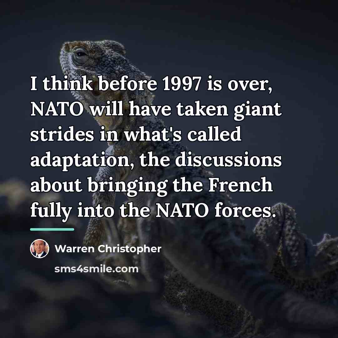 “I think before 1997 is over, NATO will have taken…” quote by Warren Christopher