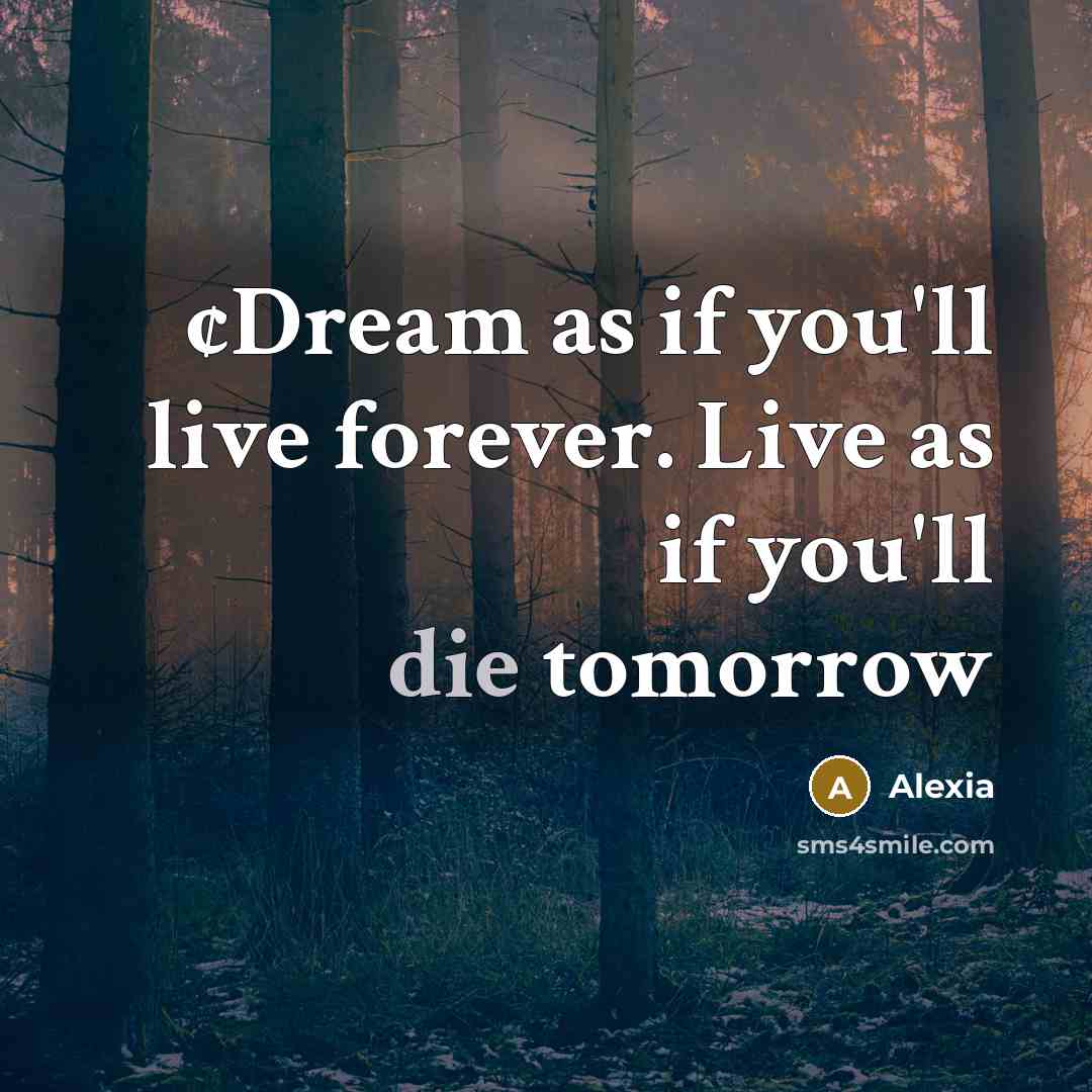 “¢Dream as if you'll live forever. Live as if you'll…” quote by Alexia