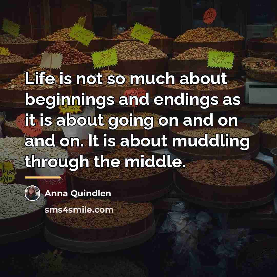 “Life is not so much about beginnings and endings as…” quote by Anna Quindlen