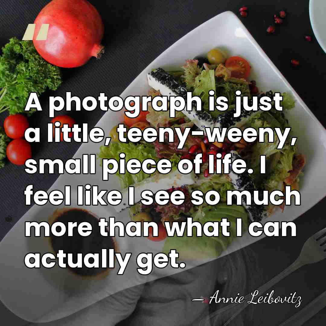 A photograph is just a little, teeny-weeny, small piece of life. I&hellip; - Annie Leibovitz