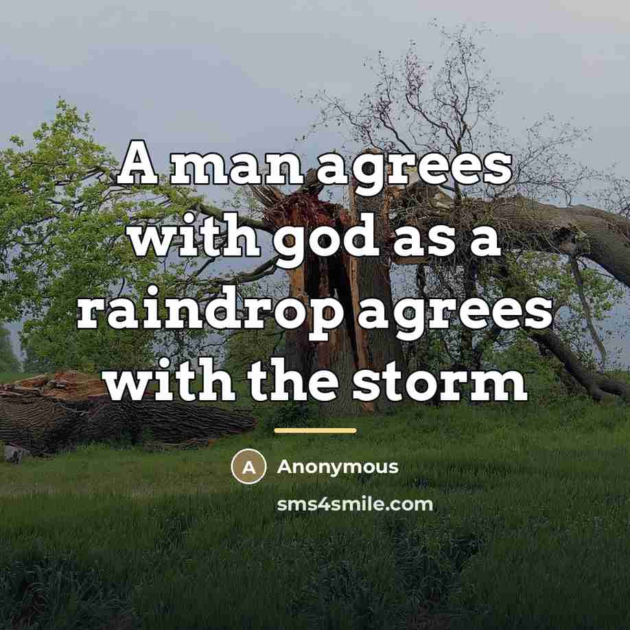 “A man agrees with god as a raindrop agrees with…” quote by Anonymous