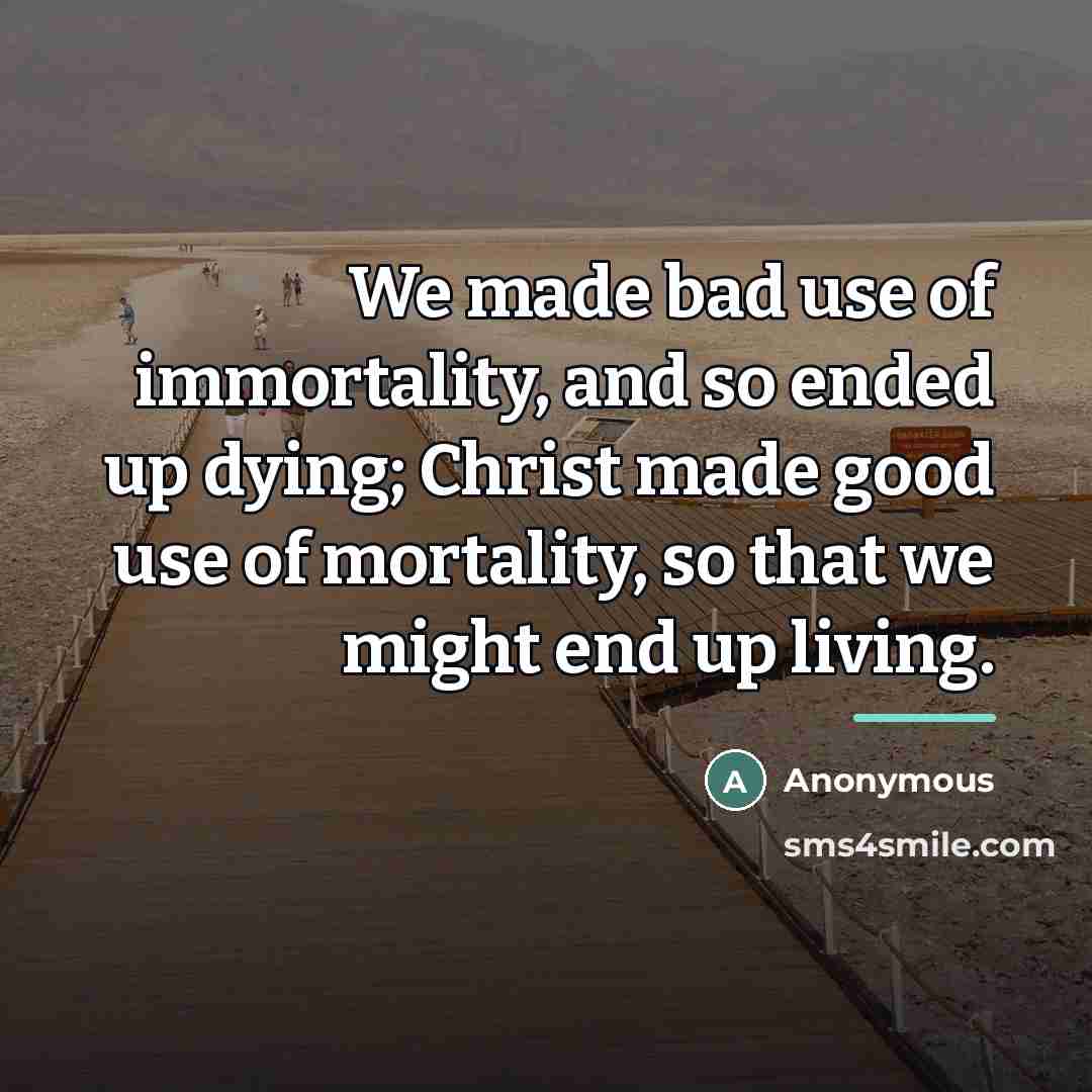 “We made bad use of immortality, and so ended up…” quote by Anonymous