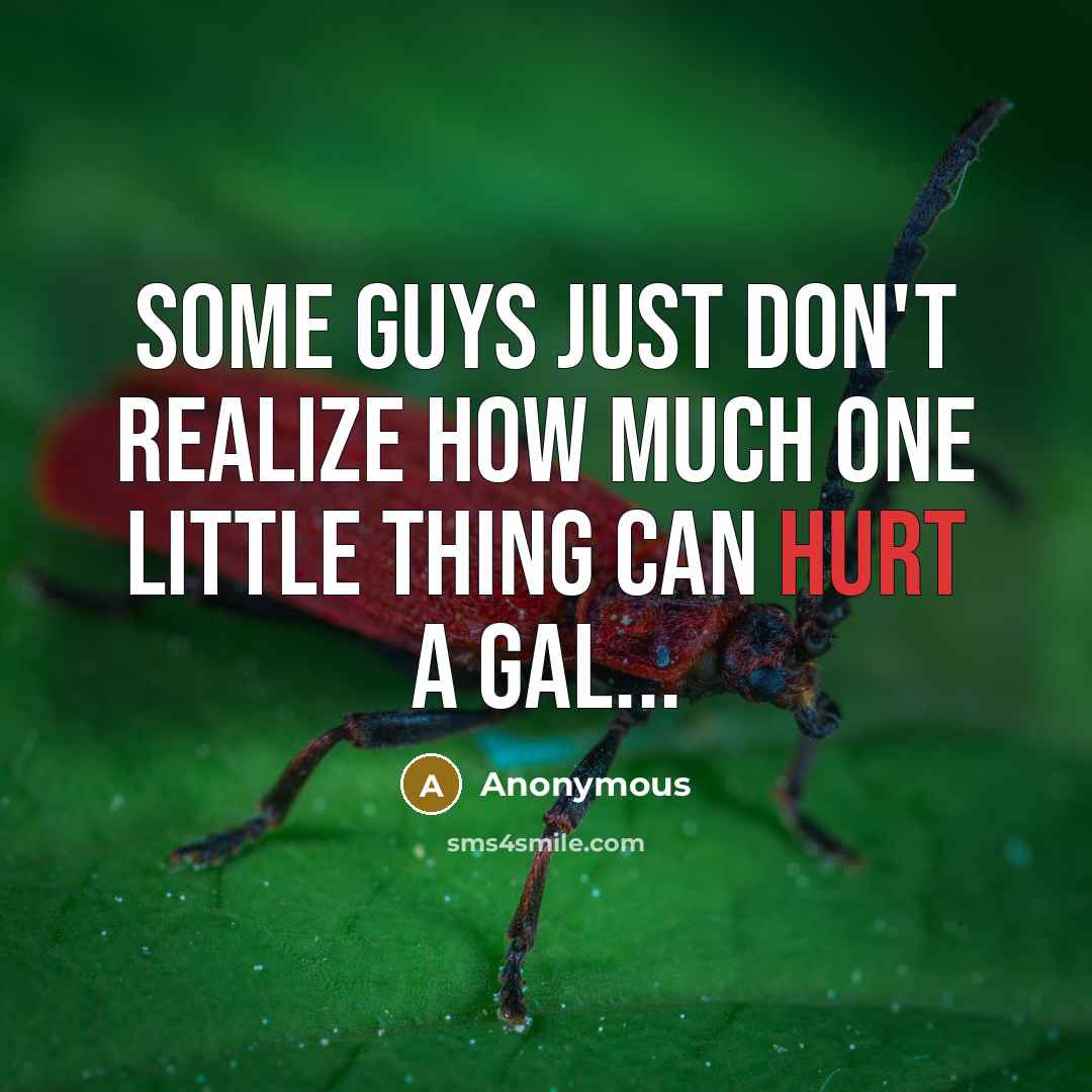 “Some guys just don't realize how much one little thing can hurt a gal...” quote by Anonymous