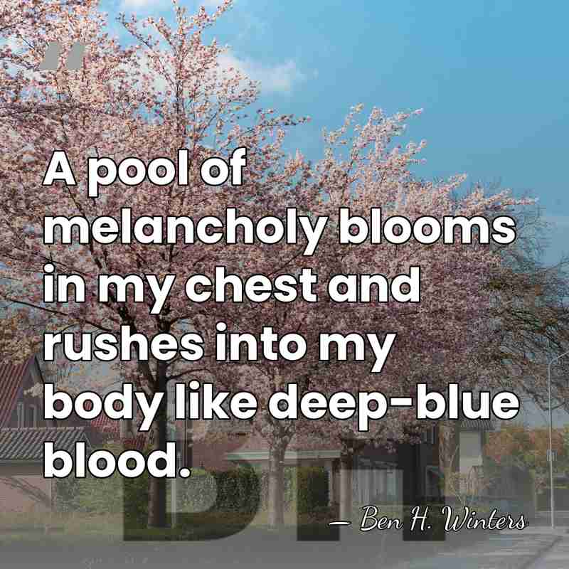 A pool of melancholy blooms in my chest and rushes into my&hellip; - Ben H. Winters