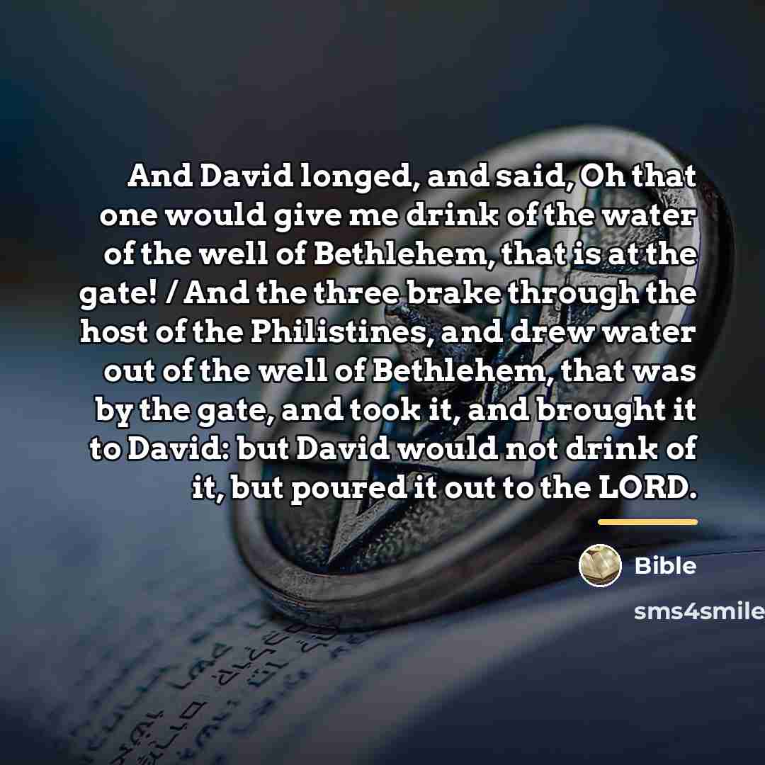 “And David longed, and said, Oh that one would give…” quote by Bible