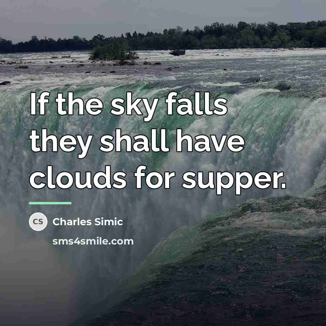 “If the sky falls they shall have clouds for supper.…” quote by Charles Simic