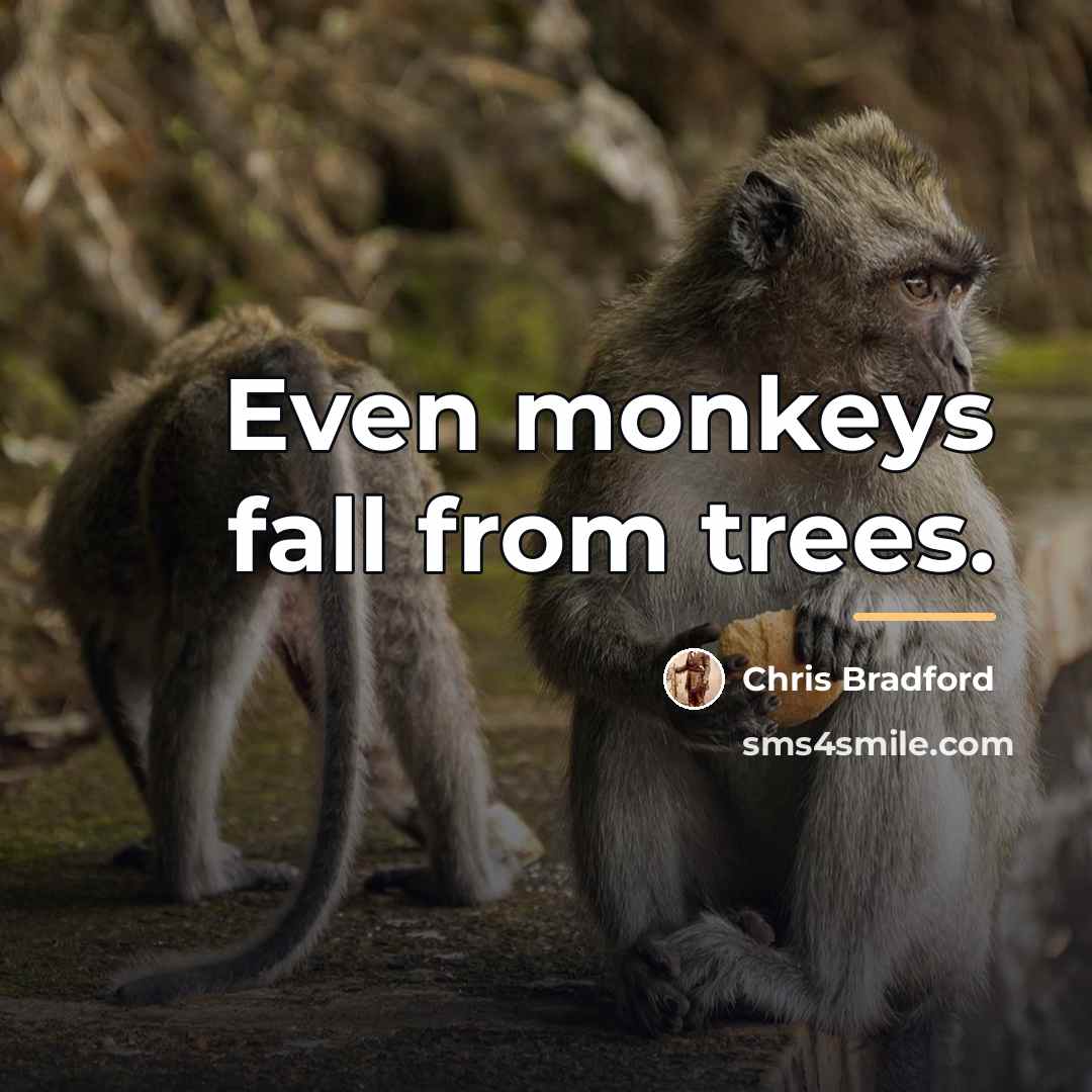 “Even monkeys fall from trees.…” quote by Chris Bradford