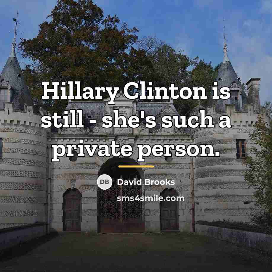 “Hillary Clinton is still - she's such a private person.…” quote by David Brooks