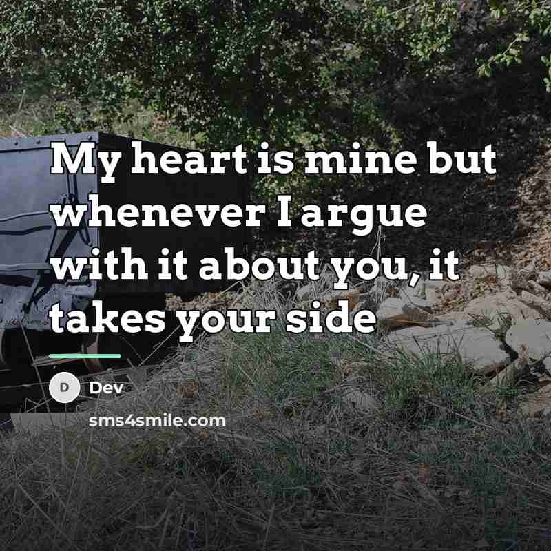 “My heart is mine but whenever I argue with it…” quote by DEV