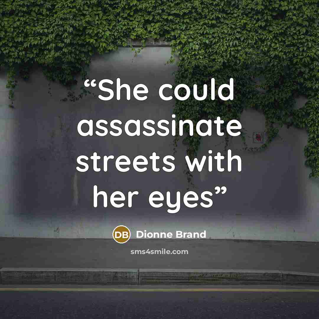“She could assassinate streets with her eyes” quote by Dionne Brand