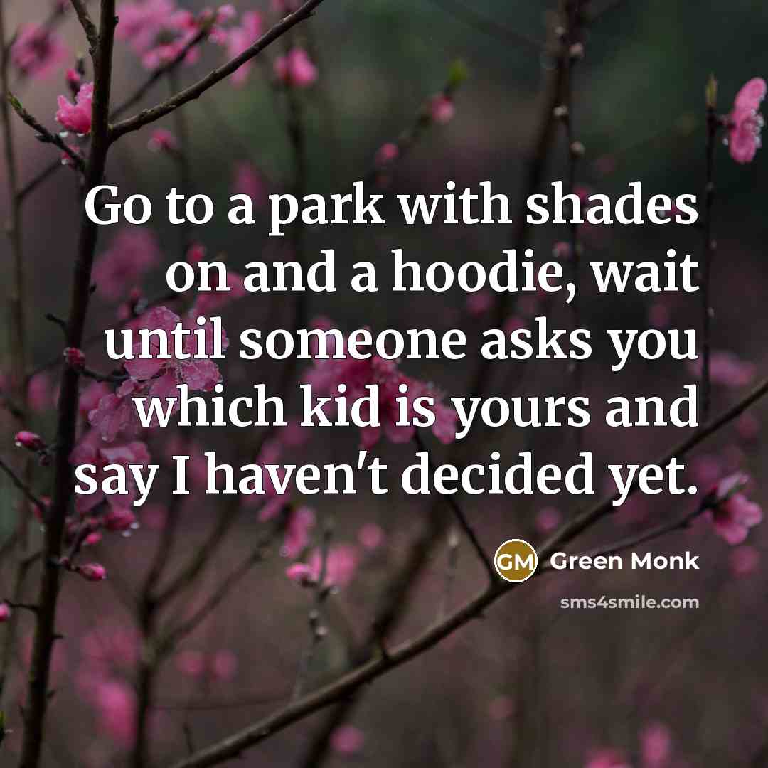 “Go to a park with shades on and a hoodie,…” quote by Green Monk