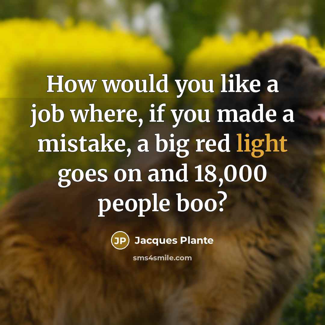 “How would you like a job where, if you made…” quote by Jacques Plante