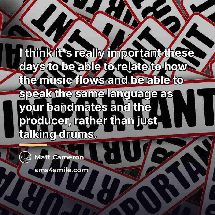 “I think it's really important these days to be able…” quote by Matt Cameron