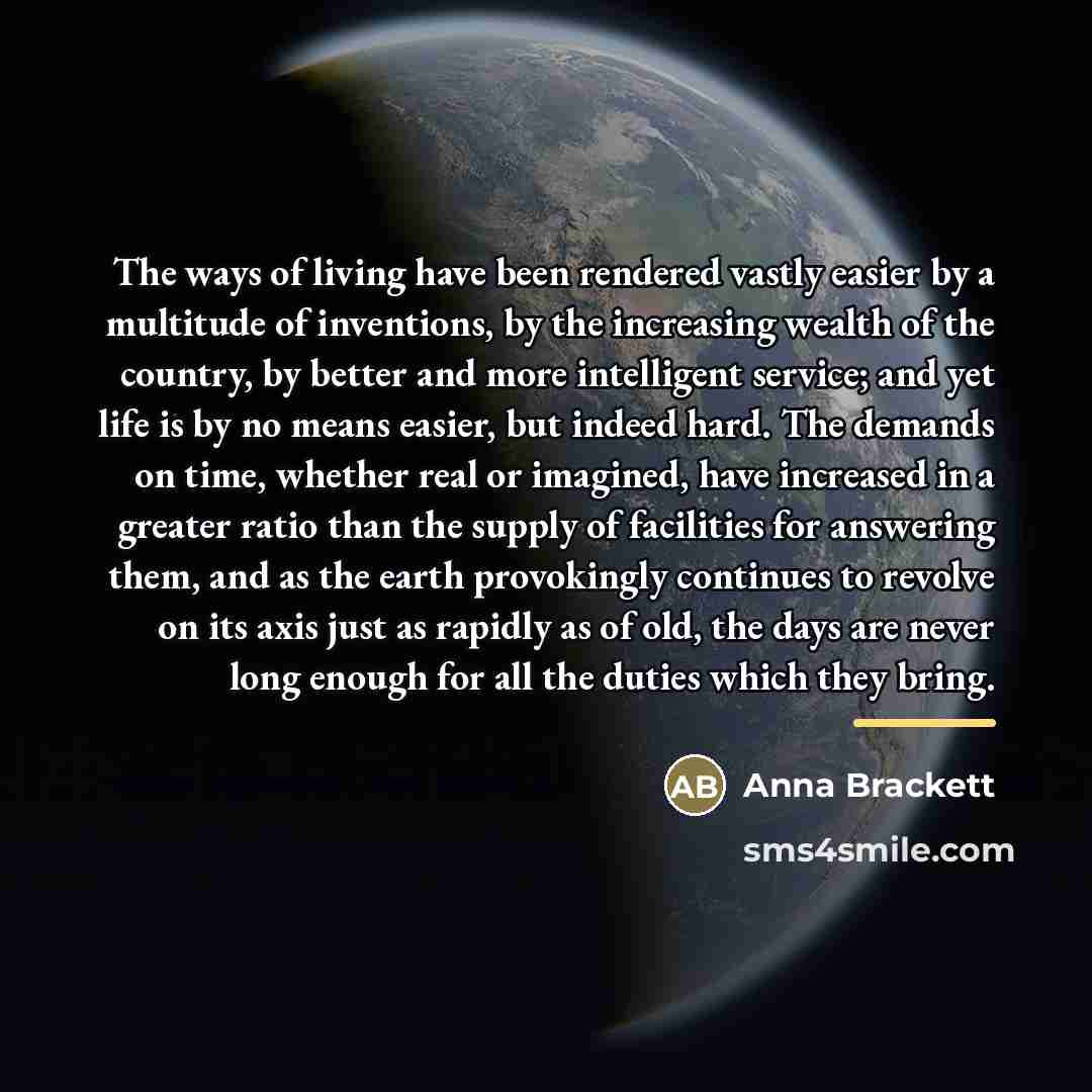 “The ways of living have been rendered vastly easier by…” quote by Anna Brackett
