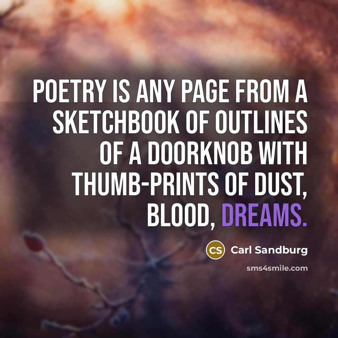 “Poetry is any page from a sketchbook of outlines of…” quote by Carl Sandburg