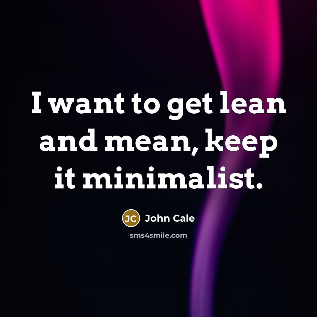 “I want to get lean and mean, keep it minimalist.” quote by John Cale
