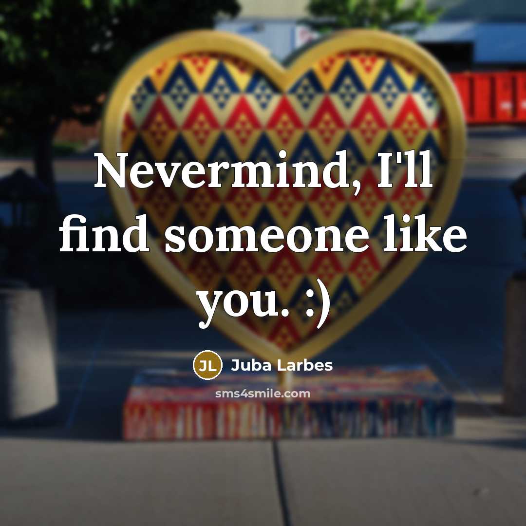 “Nevermind, I'll find someone like you. :)…” quote by Juba Larbes