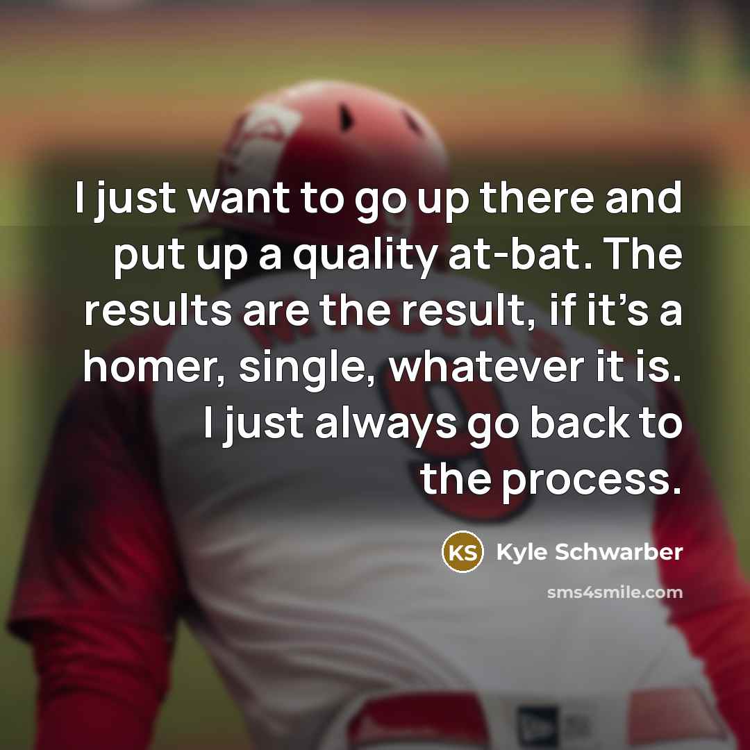 “I just want to go up there and put up a quality at-bat. The results are the result, if it's a homer, single, whatever it is. I just always go back to the process.” quote by Kyle Schwarber