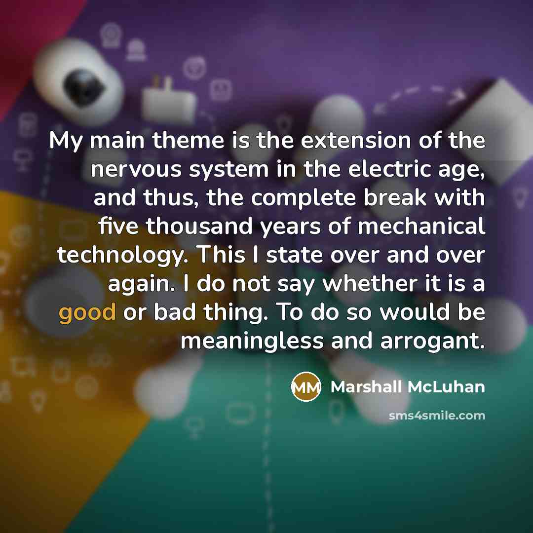 “My main theme is the extension of the nervous system…” quote by Marshall McLuhan