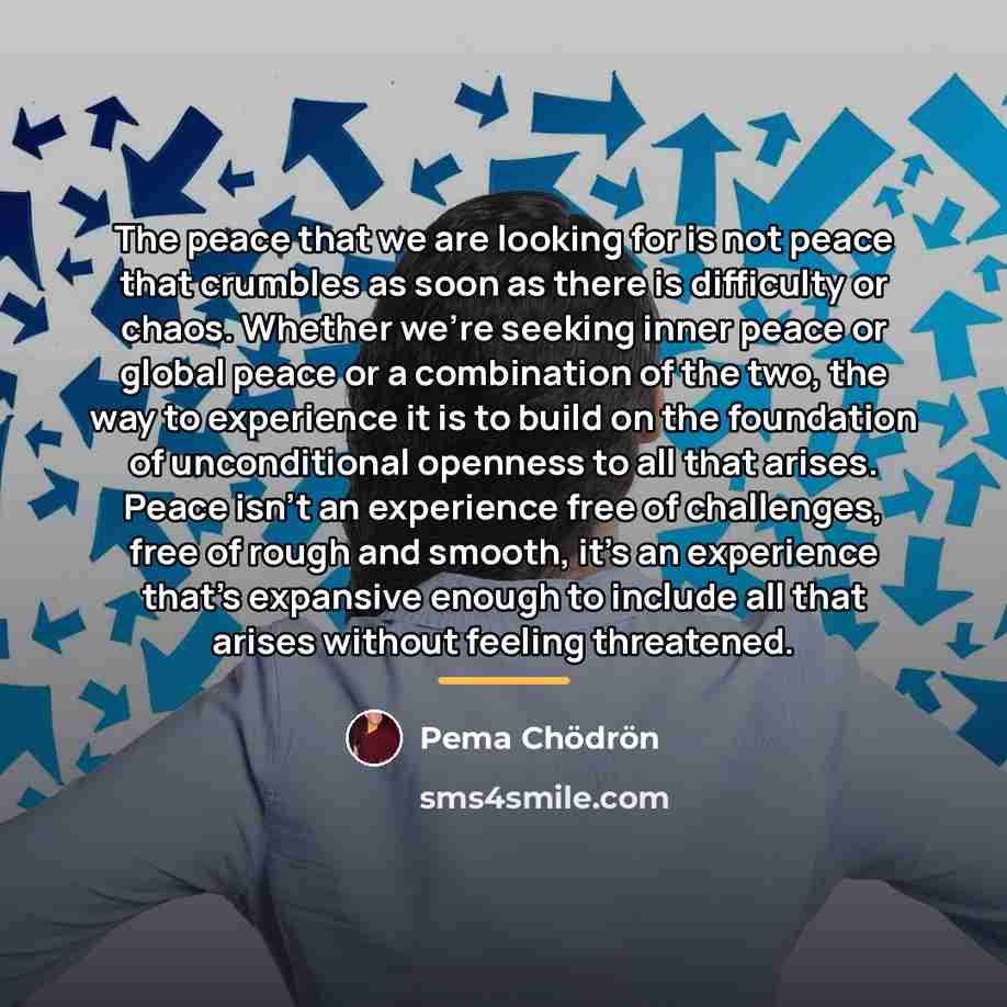 “The peace that we are looking for is not peace…” quote by Pema Chodron