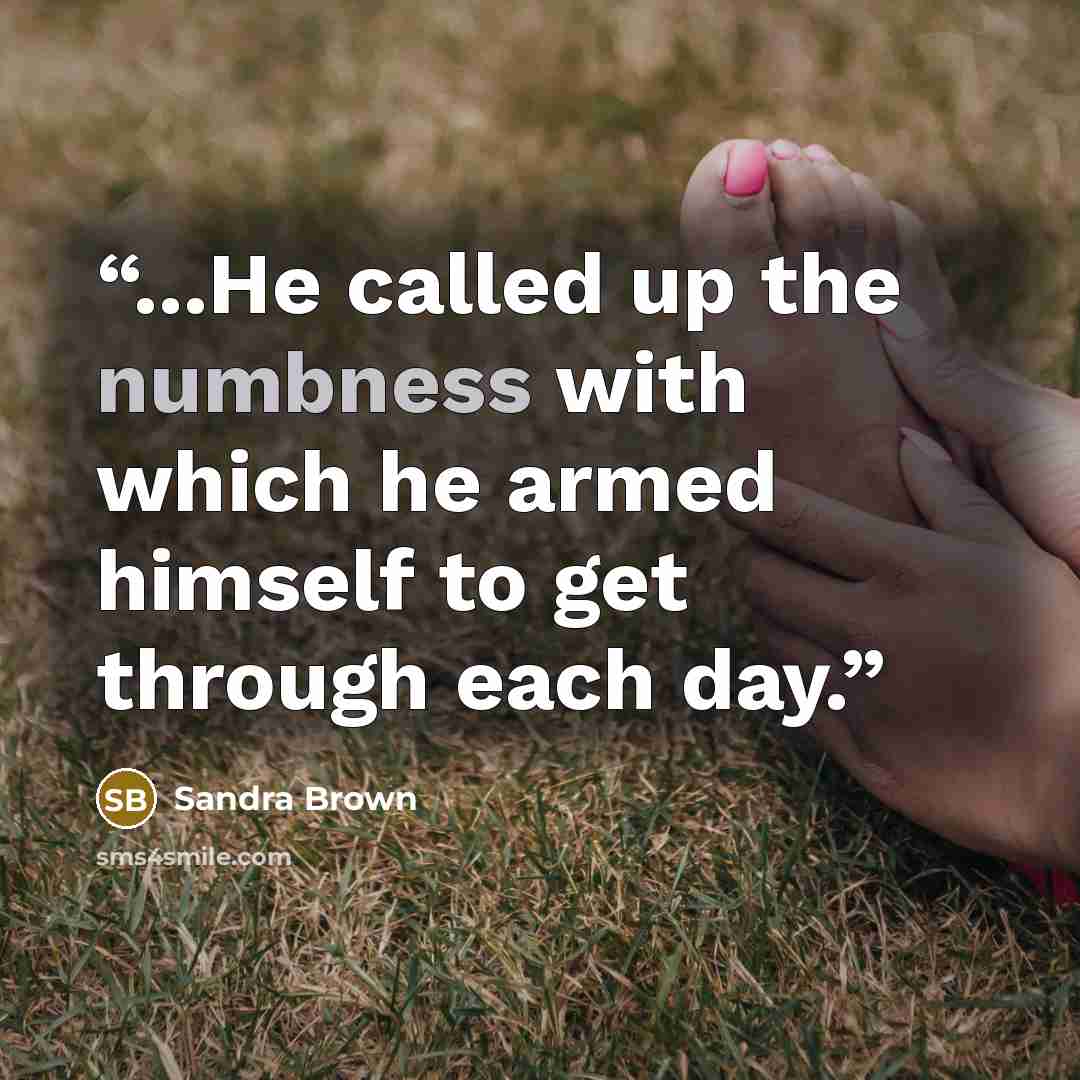 “...He called up the numbness with which he armed himself to get through each day.” quote by Sandra Brown
