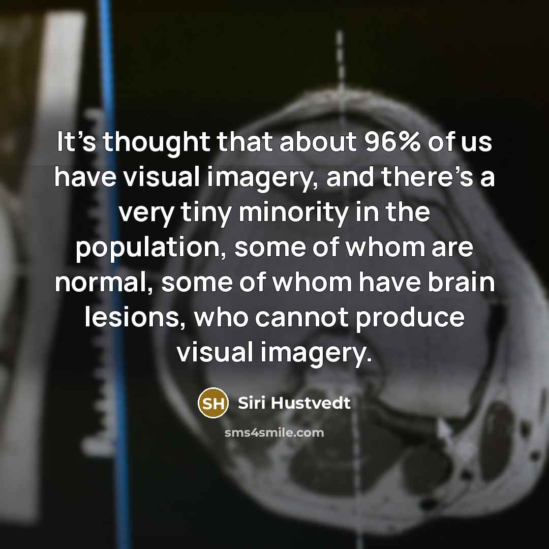 “It's thought that about 96% of us have visual imagery,…” quote by Siri Hustvedt
