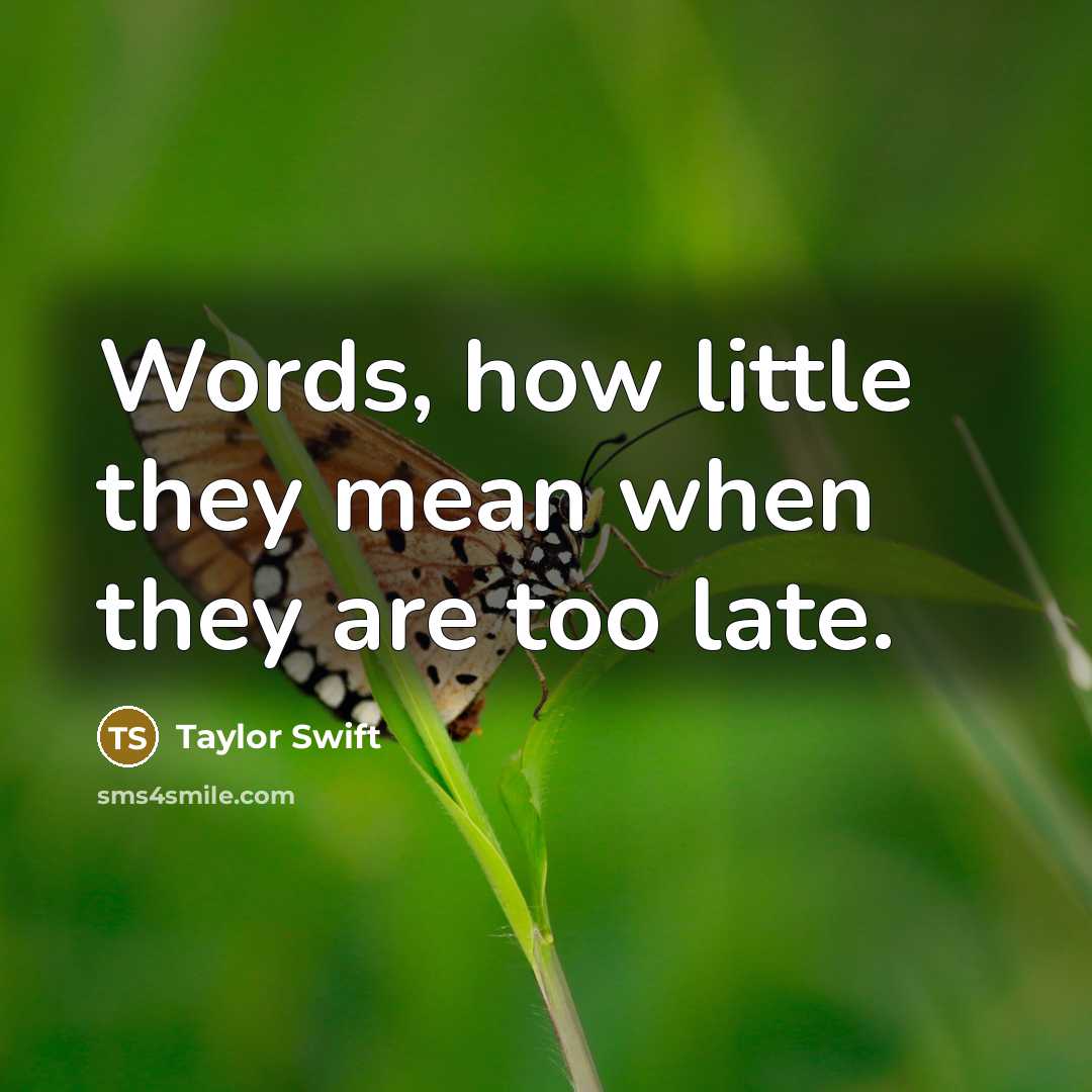 “Words, how little they mean when they are too late.…” quote by Taylor Swift