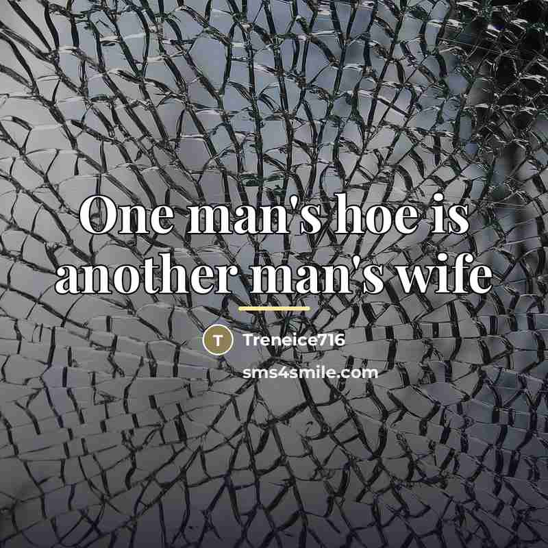 “One man's hoe is another man's wife…” quote by Treneice716