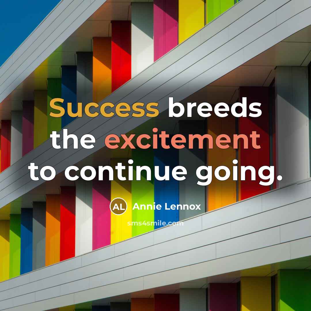 “Success breeds the excitement to continue going.…” quote by Annie Lennox