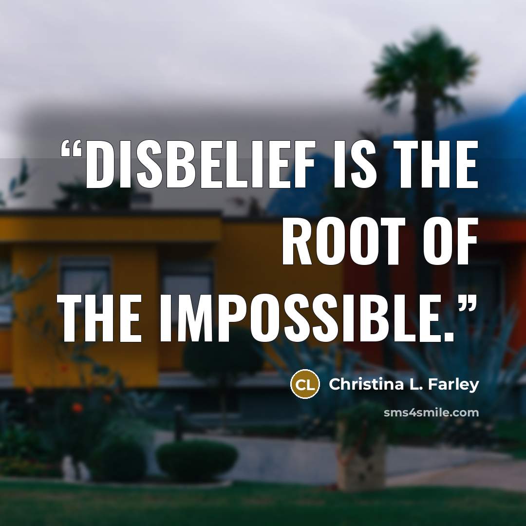 “Disbelief is the root of the impossible.” quote by Christina L. Farley