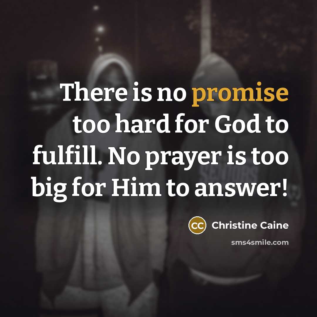 “There is no promise too hard for God to fulfill.…” quote by Christine Caine