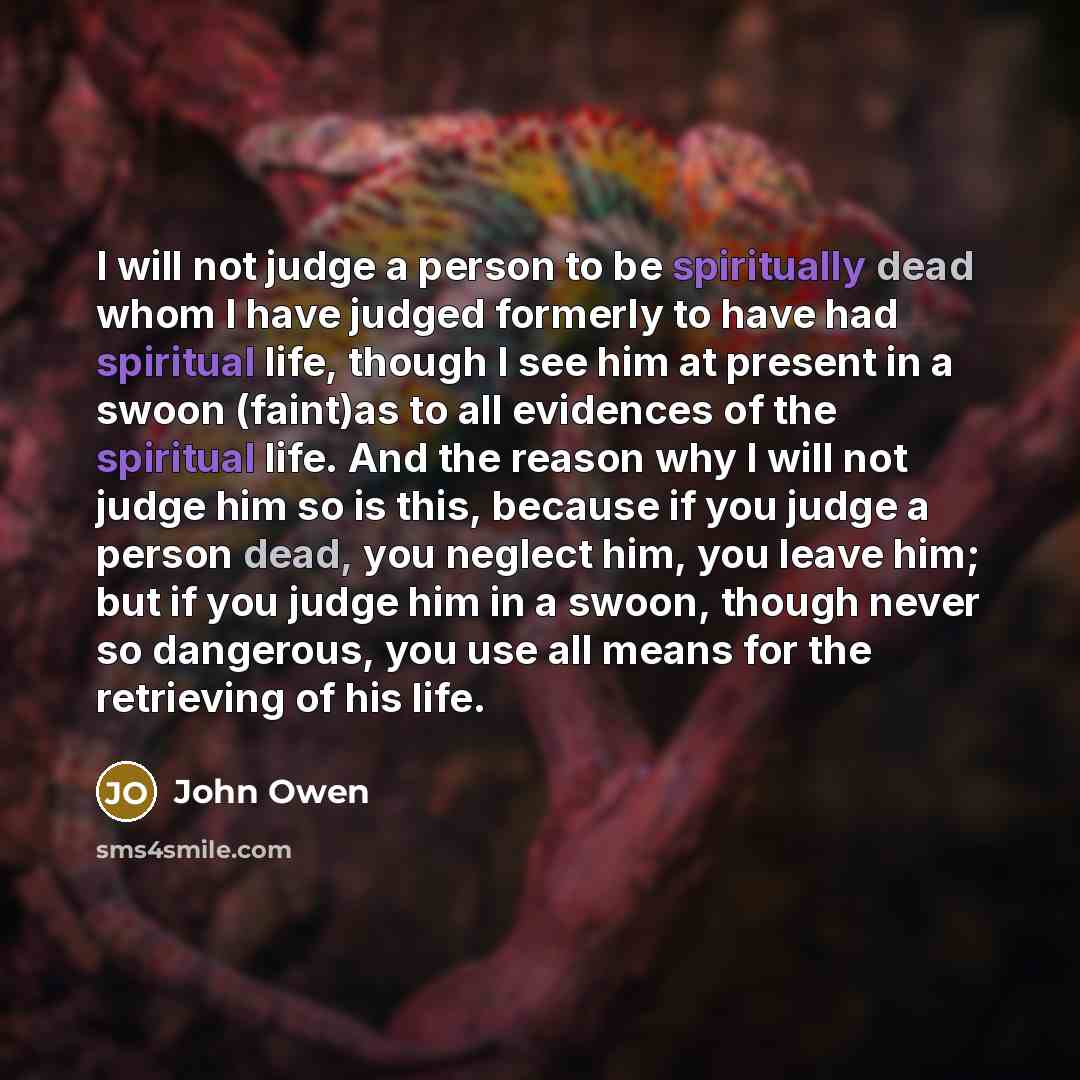 “I will not judge a person to be spiritually dead…” quote by John Owen