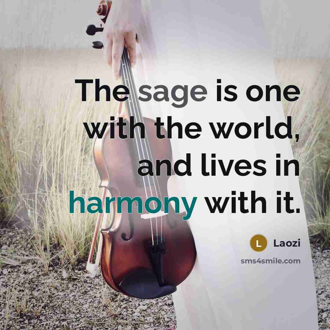 “The sage is one with the world, and lives in…” quote by Laozi
