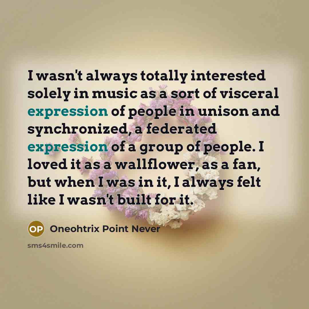 “I wasn't always totally interested solely in music as a…” quote by Oneohtrix Point Never