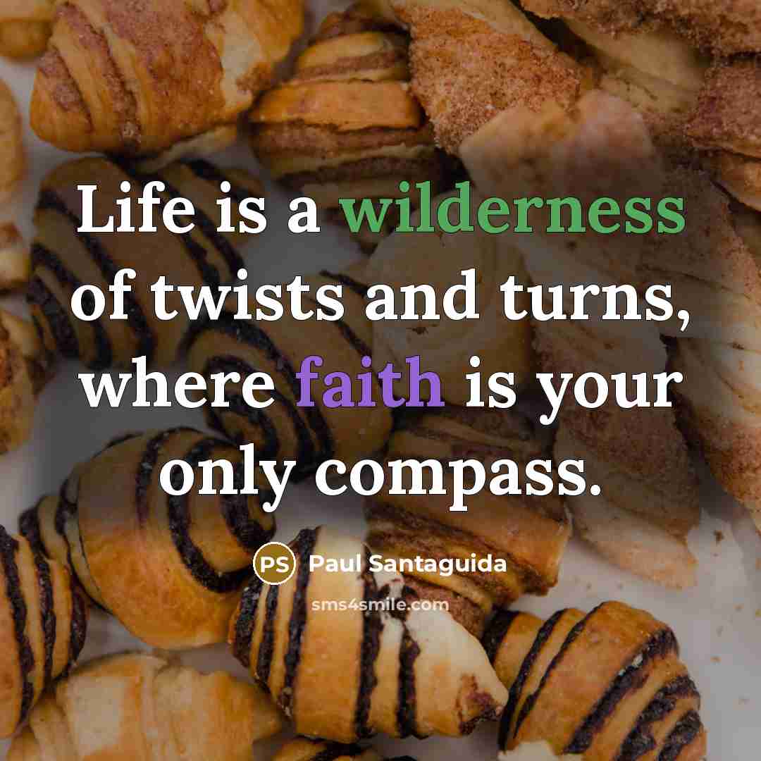 “Life is a wilderness of twists and turns, where faith is your only compass.” quote by Paul Santaguida