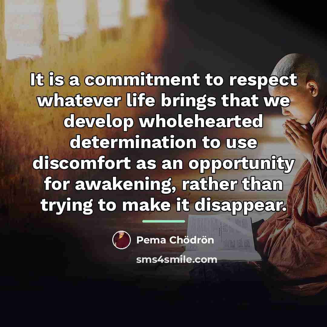 “It is a commitment to respect whatever life brings that…” quote by Pema Chodron