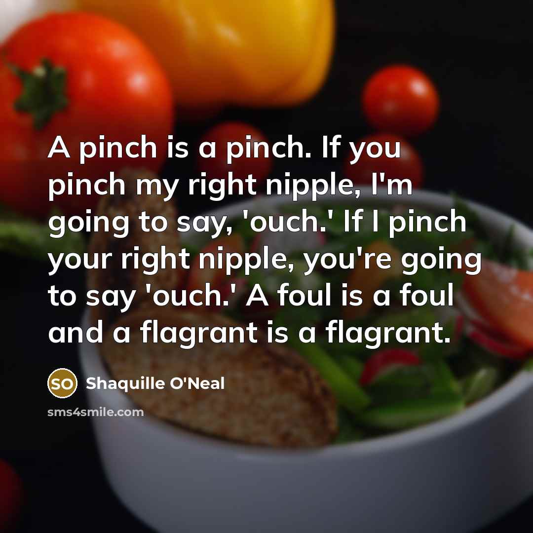 “A pinch is a pinch. If you pinch my right…” quote by Shaquille O'Neal
