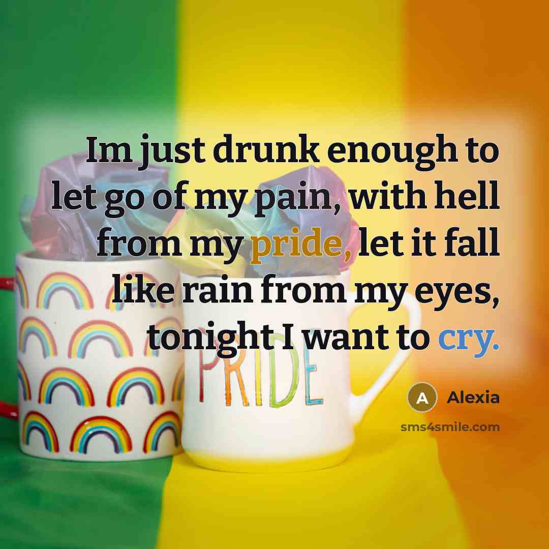 “Im just drunk enough to let go of my pain,…” quote by Alexia