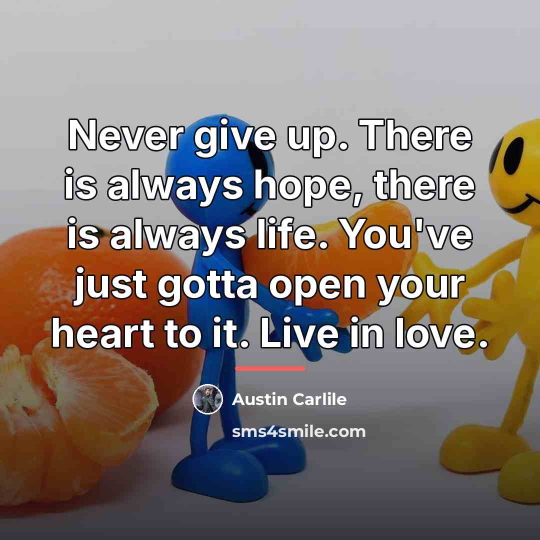 “Never give up. There is always hope, there is always…” quote by Austin Carlile