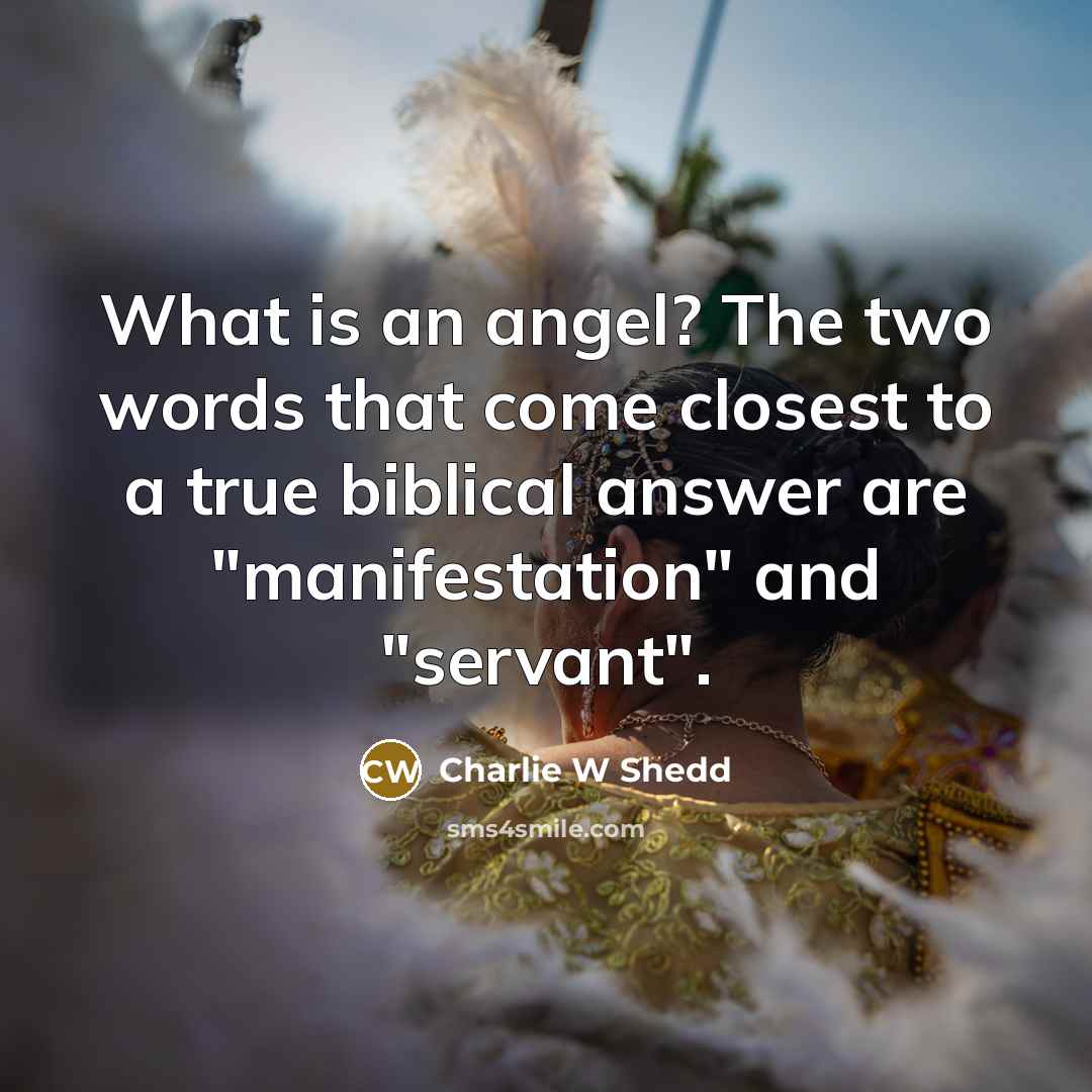 “What is an angel? The two words that come closest…” quote by Charlie W Shedd