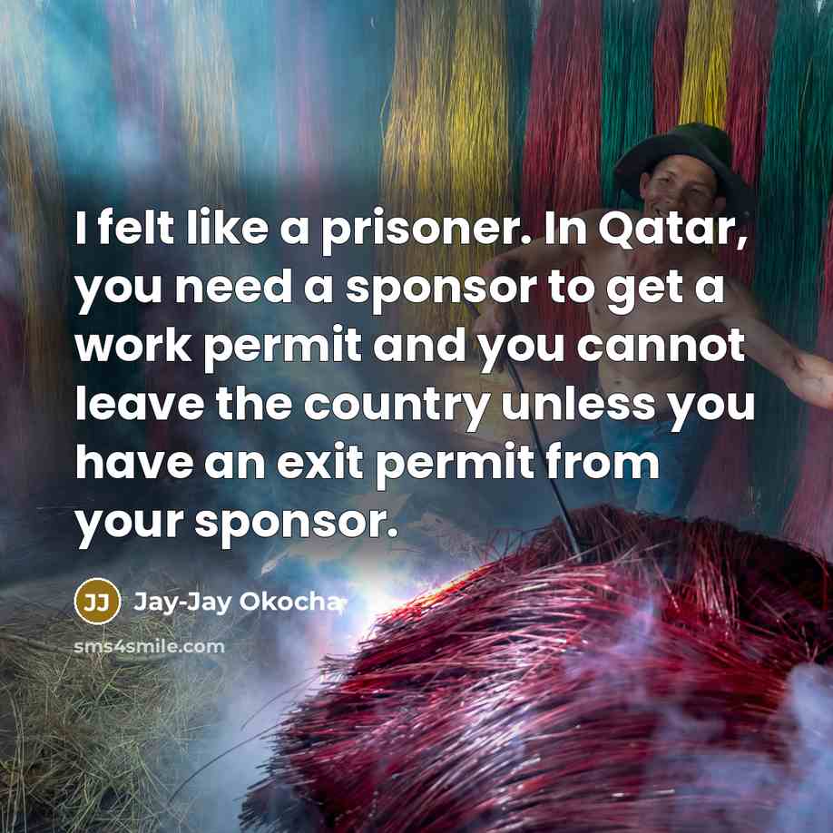 “I felt like a prisoner. In Qatar, you need a…” quote by Jay-Jay Okocha
