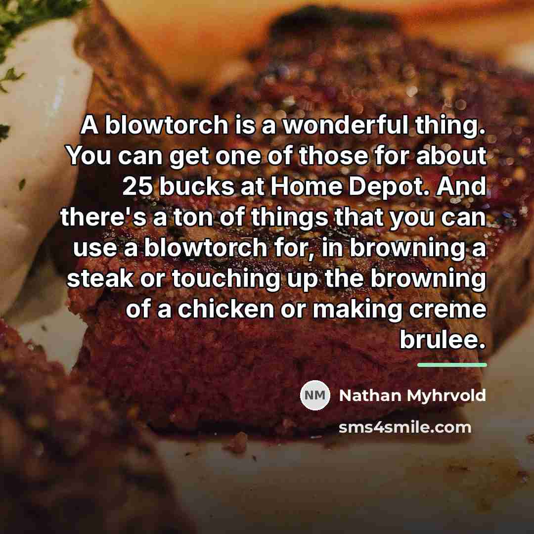 “A blowtorch is a wonderful thing. You can get one…” quote by Nathan Myhrvold