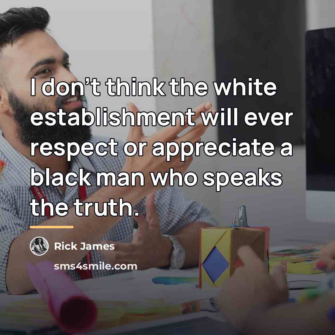 “I don't think the white establishment will ever respect or…” quote by Rick James