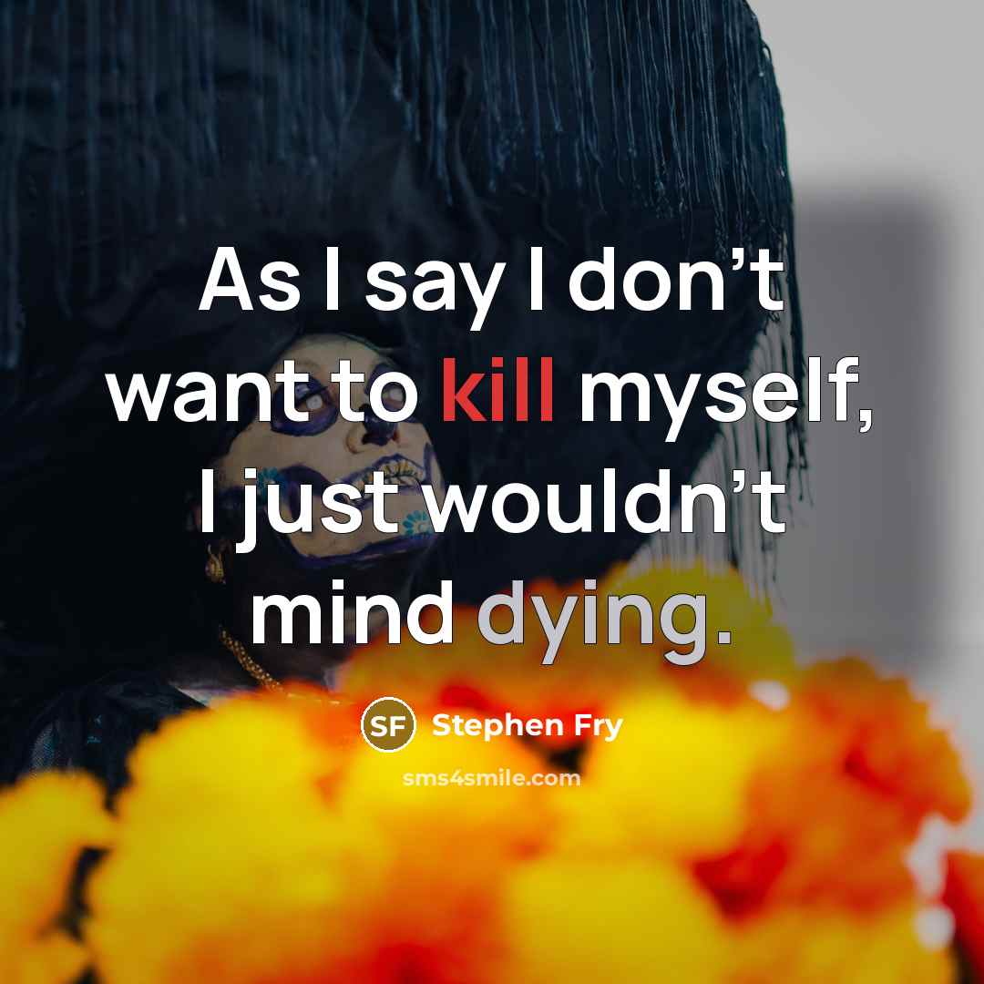 “As I say I don't want to kill myself, I…” quote by Stephen Fry