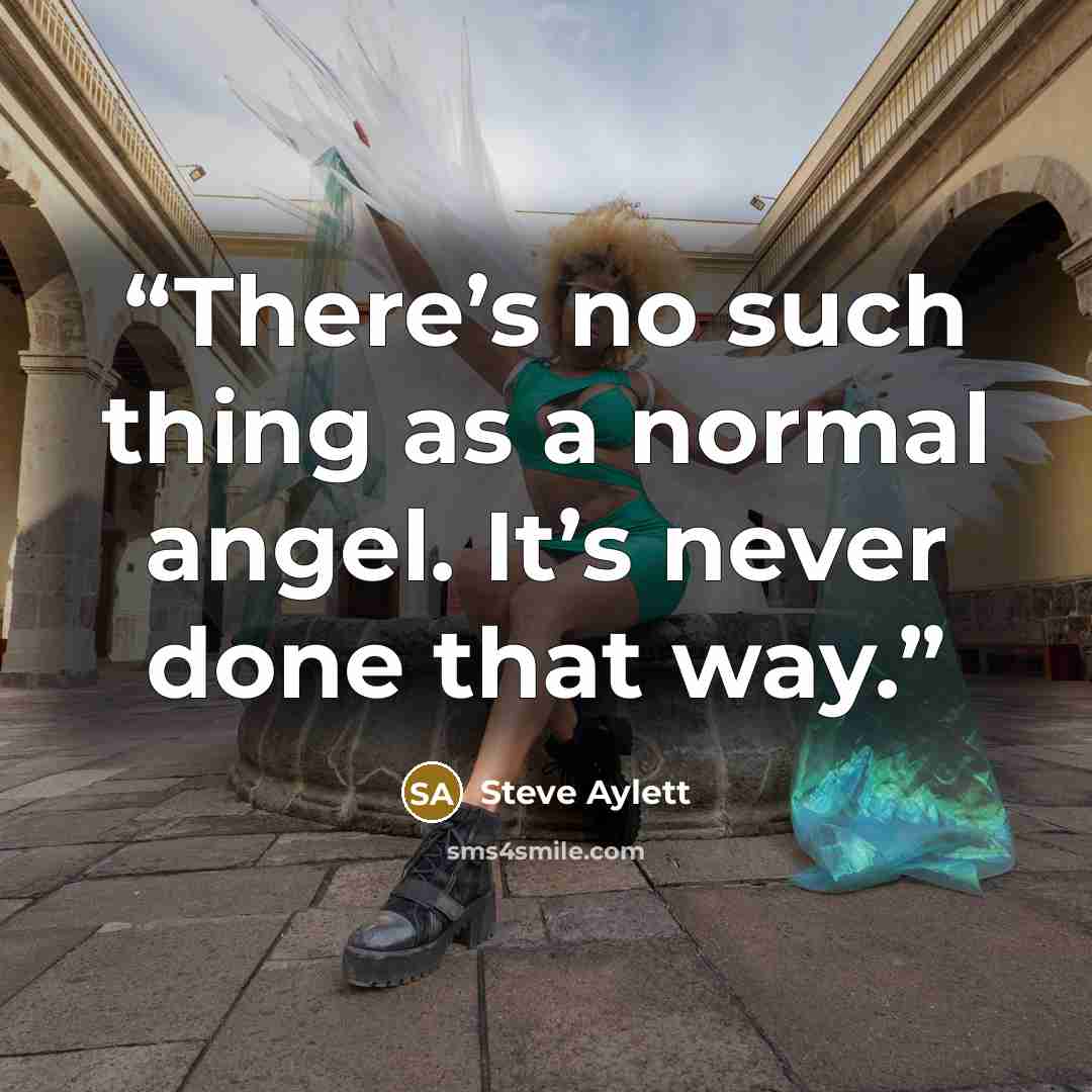 “There’s no such thing as a normal angel. It’s never done that way.” quote by Steve Aylett